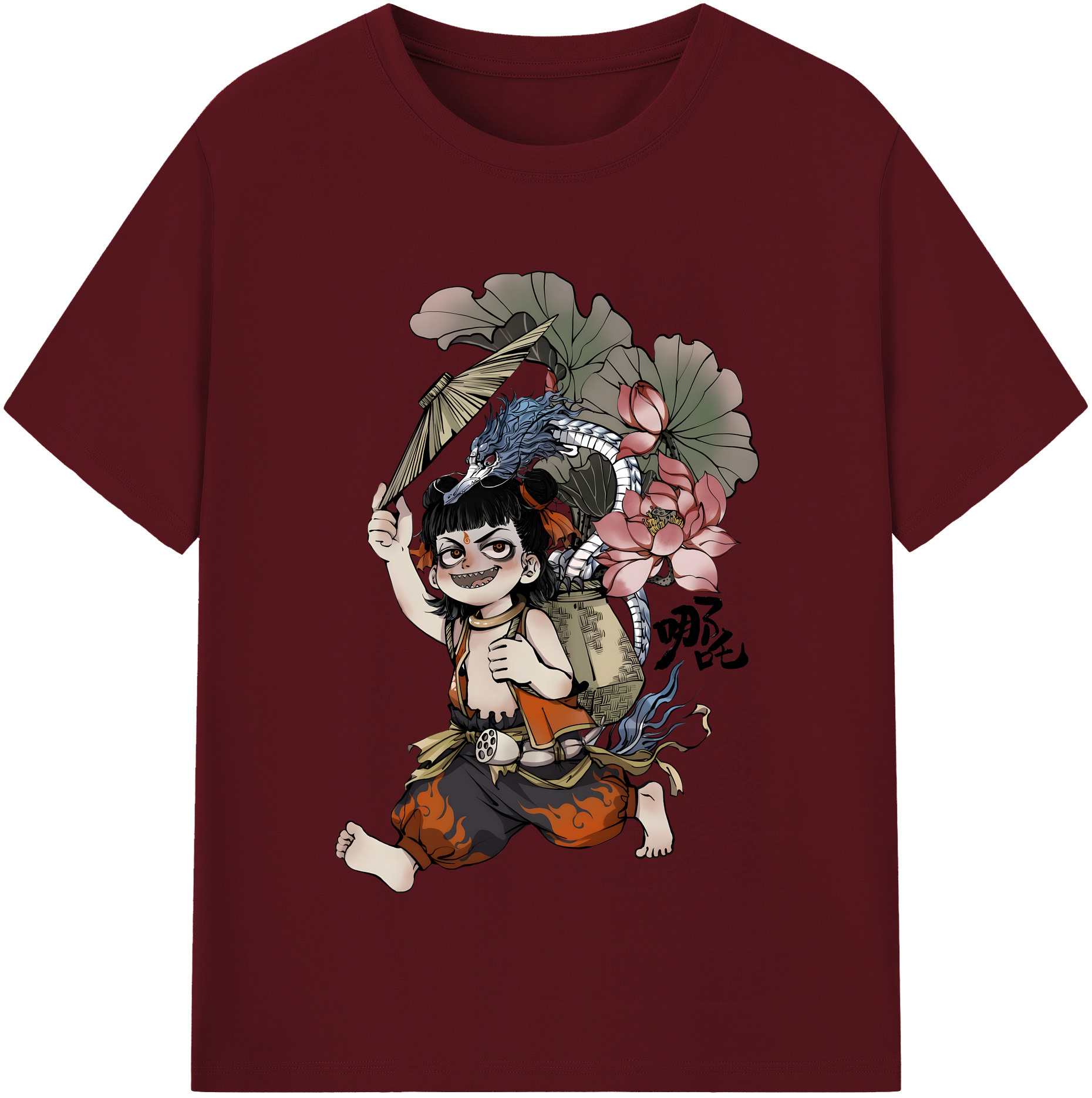 （画像用） Ne Zha 2 ナタ 魔童の大暴れ 綿100％半袖Tシャツ（フロントプリント）